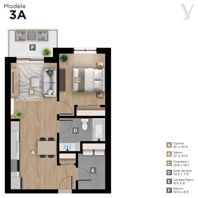 Condos le Rivya modèle 3A
